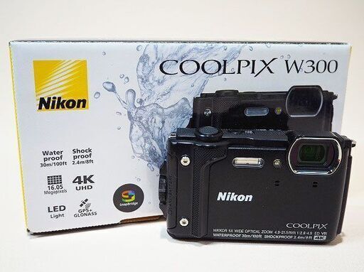 【苫小牧バナナ】ニコン/NIKON コンパクトデジタルカメラ COOLPIX W300 ブラック 中古 動作確認済み 本格派アウトドアカメラ♪