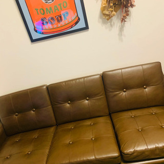 3人掛けレザーソファー(北欧家具)