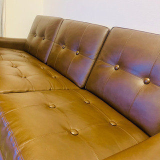 3人掛けレザーソファー(北欧家具)