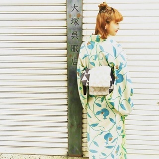 美品】大塚呉服店 浴衣 ​ 「ザクロ/ミント」