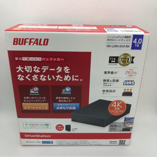 送料無料  HD-NRLD4.0U3-BA 外付けハードディスク バッファロー 4TB 2021年4月購入 BUFFALO