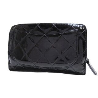 CHANEL シャネル パテントレザー ココマーク 二つ折り財布 黒 エナメル