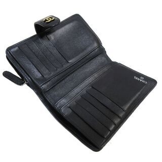 CHANEL シャネル パテントレザー ココマーク 二つ折り財布 黒 エナメル