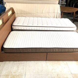 札幌近郊　送料無料　2018年製　ニトリ/Nスリープ　引き出し付/高級モダン/クイーンベッド