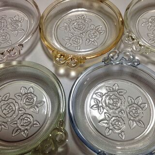 昭和レトロなガラス皿５色セット
