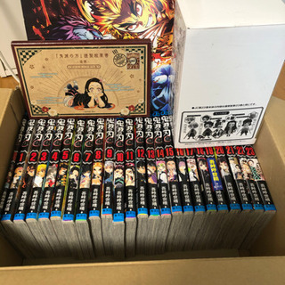 鬼滅の刃全23巻、20巻特装版ポストカード全16種、23巻同梱版:Qposket製4体セット(フィギュア全長約7㎝)特製付属パーツ6点付き