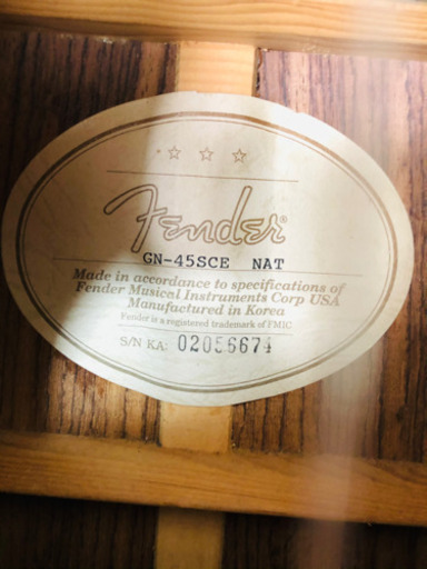 フェンダー クラシックギター GN-45SCE ハードケース付き
