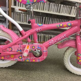 【幼児用自転車】アシストバー付き 12インチ：ピンク×ホワイト
