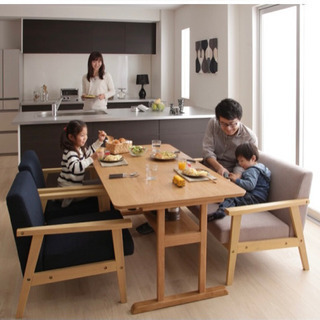 ダイニングテーブルセット　ベンチ　ネイビー　ダイニングテーブル　