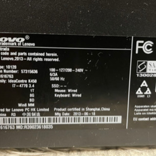 lenove i7-4770/8G/SSD120GB/GTX960モニター付き