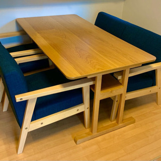 ダイニングテーブルセット　ベンチ　ネイビー　ダイニングテーブル　