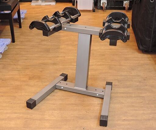 (Y)北大前! 札幌 引取 NUO/ヌオ FLEXBELL/フレックスベル アジャスタブルダンベル 2kg-32kg 2個セット 可変式 スタンド付き トレーニング器具