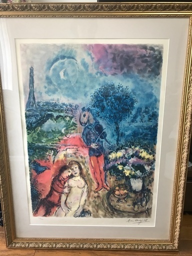 ★「エッフェル塔、セレナーデ」絵画　額縁付きアクリル板★