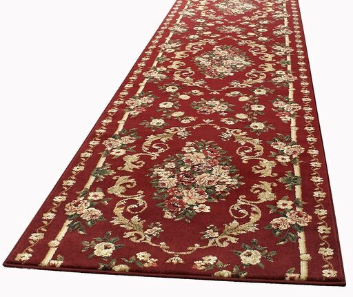 ➐萩原 廊下敷き ロングマット 「ロゼ」 レッド 約95X740 毛足約10mm ふっくら ウィルトン織 270043671