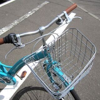 ☆27インチ  自転車 シティサイクル Bee 6段変速 カゴ・ライト・鍵付き 水色／ターコイズ 美品 札幌 北20条店