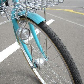 ☆27インチ  自転車 シティサイクル Bee 6段変速 カゴ・ライト・鍵付き 水色／ターコイズ 美品 札幌 北20条店