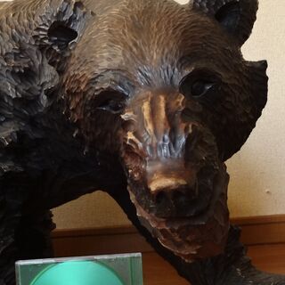  北海道　一本彫巨大熊!!　木彫り　熊 クマ くま　置物　★子供...