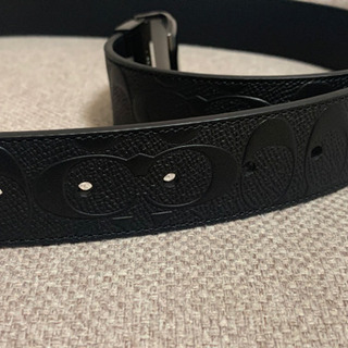 COACH ブラックレザーベルト COACH レザー ベルト 型押し 黒