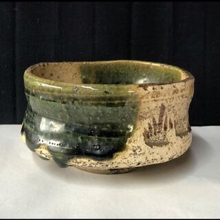 e481 古織部 抹茶碗 合わせ箱 茶道具 織部焼 e481 古織部 抹茶碗 合わせ箱 茶道具 織部焼