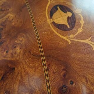 【お取引中】値下げ 美品 イタリア製 象嵌細工 オーバル型 ダイニングテーブル アンティーク 輸入家具 中古美品