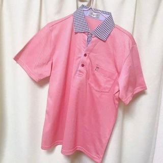 【メンズM】macbeth  ピンク　ギンガムチェック　ポロシャツ