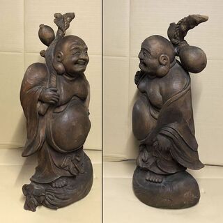 e630 木彫 布袋尊 布袋 彫刻 在銘 七福神 仏像 仏教美術