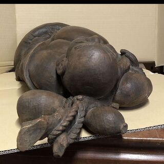 e630 木彫 布袋尊 布袋 彫刻 在銘 七福神 仏像 仏教美術