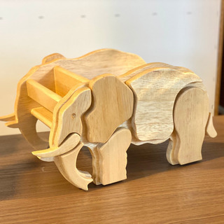 【ネット決済】木製の象の小物入れ