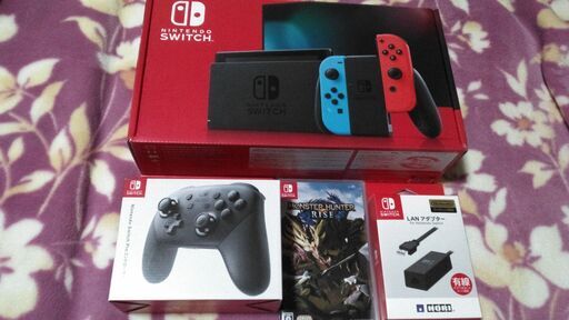 ニンテンドースイッチ本体、プロコン、モンハンライズ、有線LAN ...