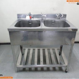 完売 ホシザキ台下冷蔵庫、蛇口、ジャバラ付き二層シンクセット