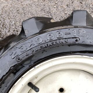 ヒゲがあるので多分未使用の保管品　ブリジストン　23X9.00-12　タイヤ、ホイール1セット(2本)　運搬車などに