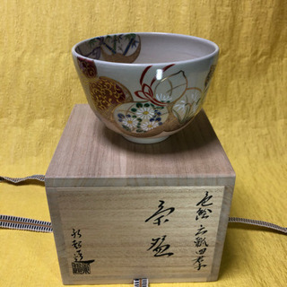 加藤永起作　茶碗　色絵　六瓢四君子 加藤永起作茶碗色絵六瓢四君子