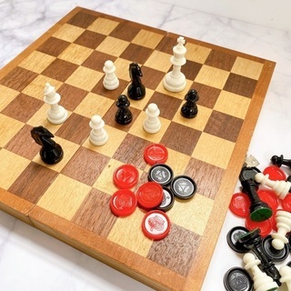 アンティーク　レトロ　木製　チェス　セット