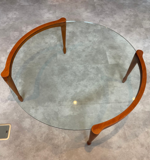 テーブル　ガラステーブル　ローテーブル　チェリーウッド