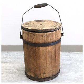 【ネット決済】アンティーク　木製　樽　インテリア　物入れ　レトロ...