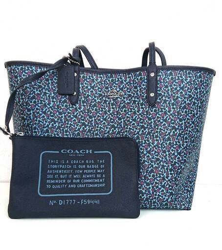 COACH コーチ　リバーシブル　ネイビー　花柄　メンズ　トートバック　AB