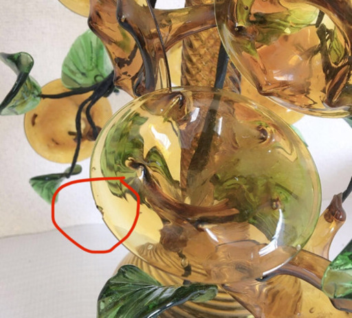 大型吹きガラス 手作り 花瓶 アサガオ フラワーモチーフ気泡あり フオブジェ - 家電