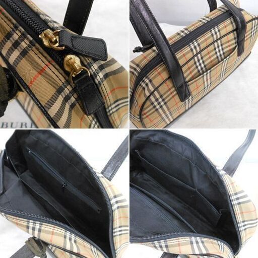 本物 バーバリー ハンドバッグ ミニボストン ノバチェック ベージュ