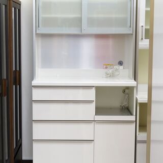 北海道/千歳市 パモウナ スーペリア VIシリーズ 食器棚 大型 ホワイト 幅約100㎝×奥行約50㎝×高約203.5㎝ 近郊配送/店頭でのお受渡し大歓迎!