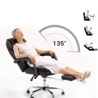 椅子 オフィスチェア レザーチェア 135度リクライニング フッ...
