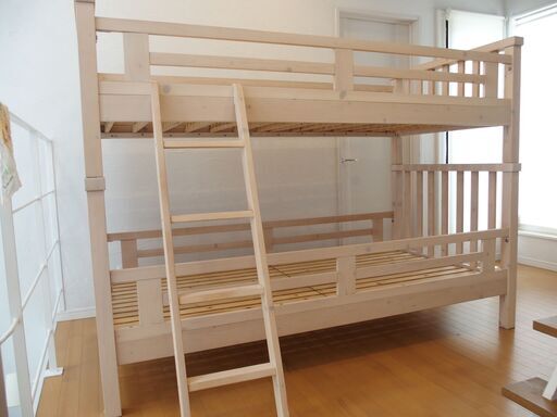 2段ベッド 高さ153cm ベッドフレーム 木製 すのこ 安心頑丈設計