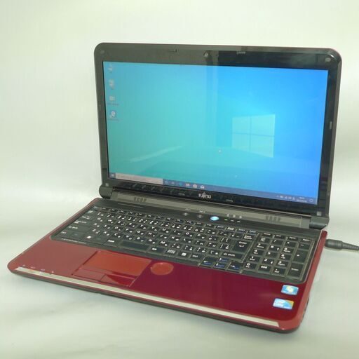 1台限定 送料無料 レッド色 ノートパソコン 中古良品 Windows10 15.6型 富士通 AH53/C Core i3 4GB 500G DVDマルチ 無線 Wi-Fi LibreOffice