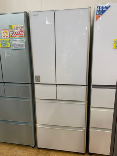 ⭐️6/14値下げ 美品⭐️2018年製 HITACHI 475Lフレンチドア冷蔵庫 R-XG4800H（XW） ガラストップ 真空チルド 日本製 日立