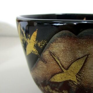 茶道具 南口閑粋造 富士群鶴 茶碗 杣山焼 共箱/外箱あり 札幌市北区屯田