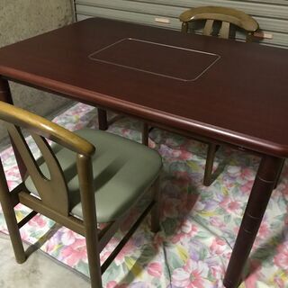 大阪ガス ダイニングテーブル 椅子2脚セット 都市ガス用 座卓 ...