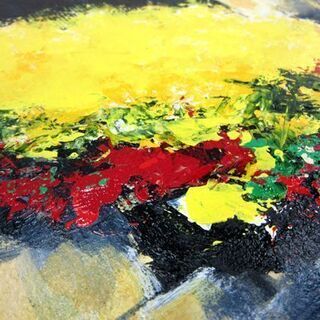 石岡 剛 「窓辺の花 スペイン」 絵画 アクリル 額縁付き 黄色 額装品 P4号 4号 札幌市 厚別区 