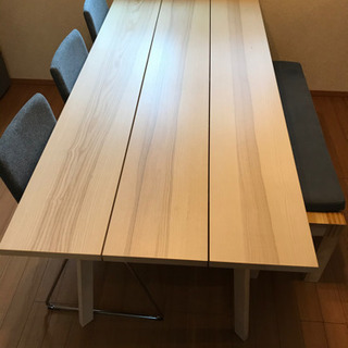 【ネット決済】IKEAダイニングテーブル　椅子三脚　ベンチセット