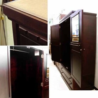 旭川家具 洋タンス 樺/カバ材 民芸調 洋服箪笥 クローゼット 北海道