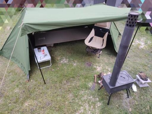 取引中軍幕 パップテント一人用 TC素材 ポリコットン防風防雨 タープ  