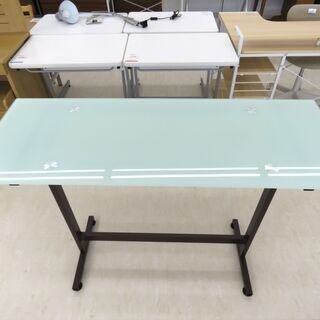 北海道/千歳市 美品！カウンターテーブル ガラス天板 バーテーブル 